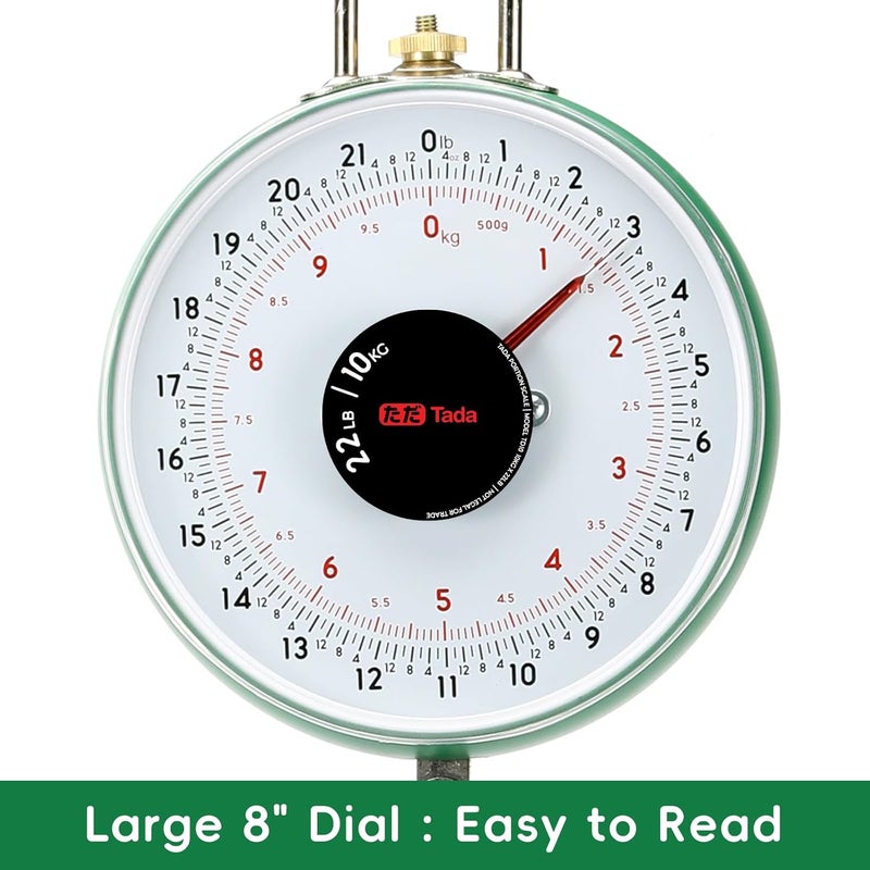 ta da 22LBS Double-Sided Display Mechanical Hanging Scale with Weighing Pan for Farm, Kitchen Food and Produce Weighing - Image 3